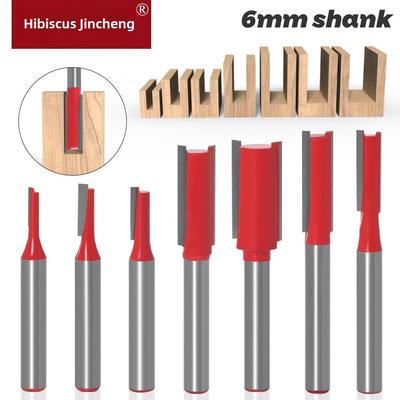 Holzbearbeitung Nutfräsen Gravurfräser - 6-Schneiden Doppelschneide Gerade Messer, Trimmmaschinenwerkzeug.