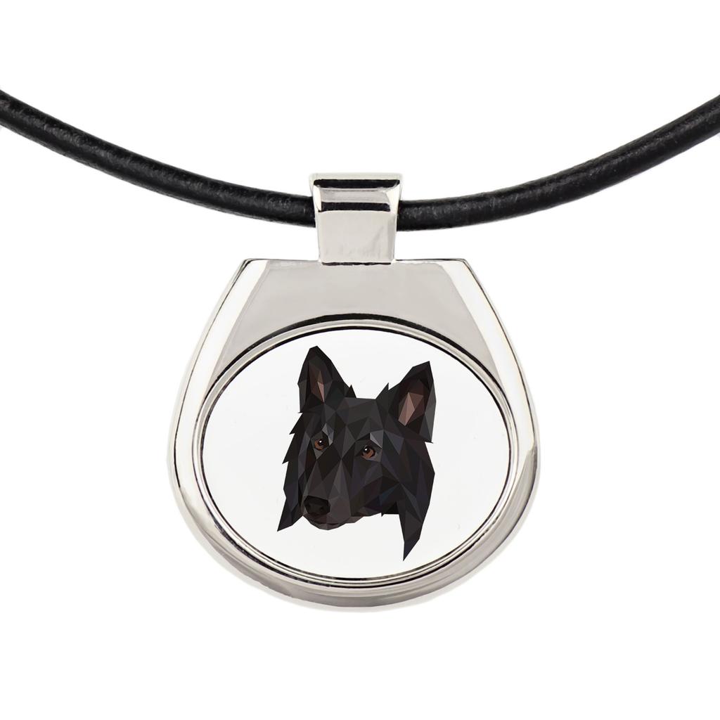 Belgian Shepherd Dog, Belgian Sheepdog – Necklace with a geometric design and the inscription "Art-Dog" | Art-Dog