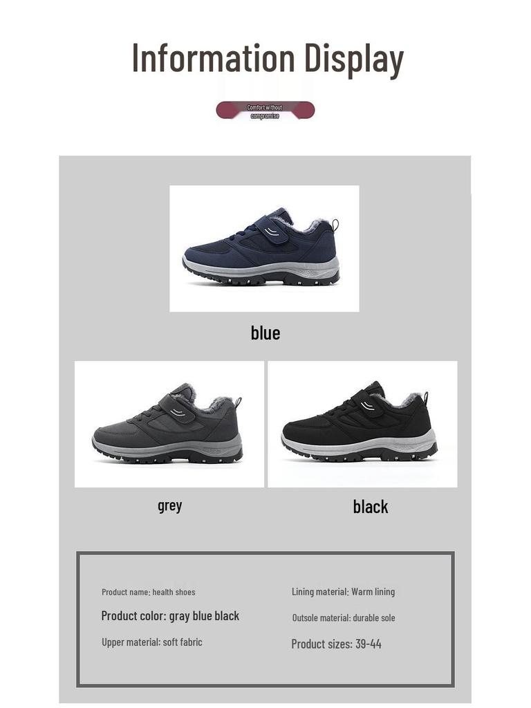 Men's Warm Winter Snow Boots, Plus Velvet, Thickened, Outdoor Fashion, Big Size Dad Shoes