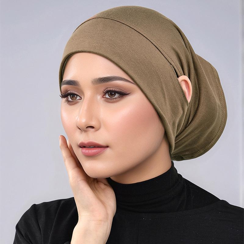 Cotton Modal Hijab Scarf Under Cap with Ear Hole Hijab Muslim Hijab Inner Scarf Lady Bandanas Turbante Mujer Hat Soft Hijab