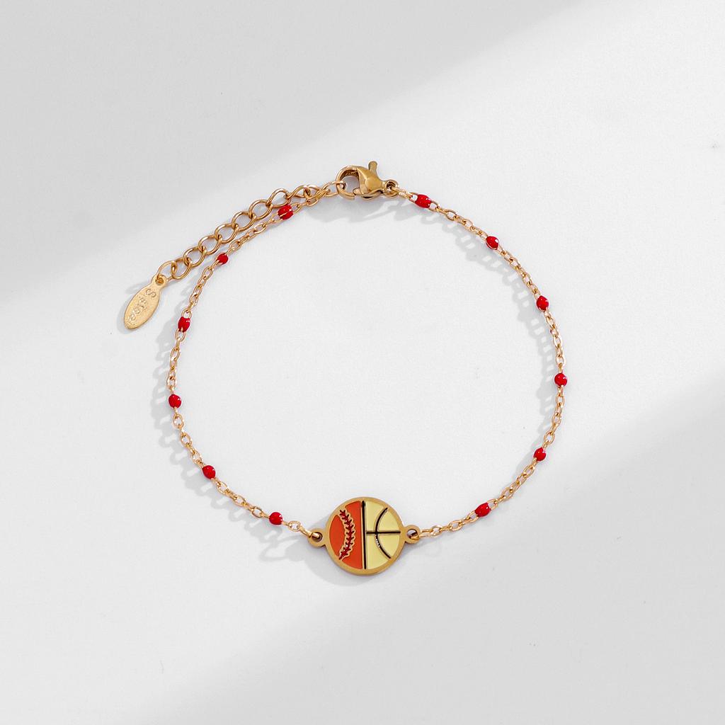 Women's Cross-border Creative Design Stainless Steel Soccer Beaded Bracelet European American-Style Minimalist Fashion Gift