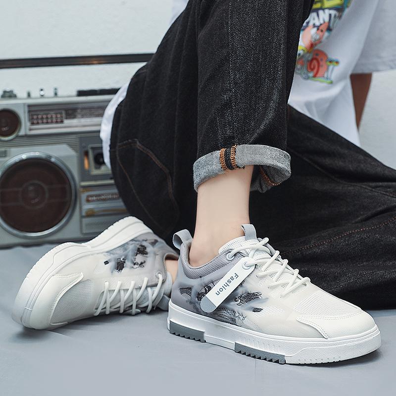 Men Vulcanize Shoes Breathable White All-match Shoes Male Flats Lace-up  Casual Shoes Autumn Men Spring Men Sneakers Light Shoes