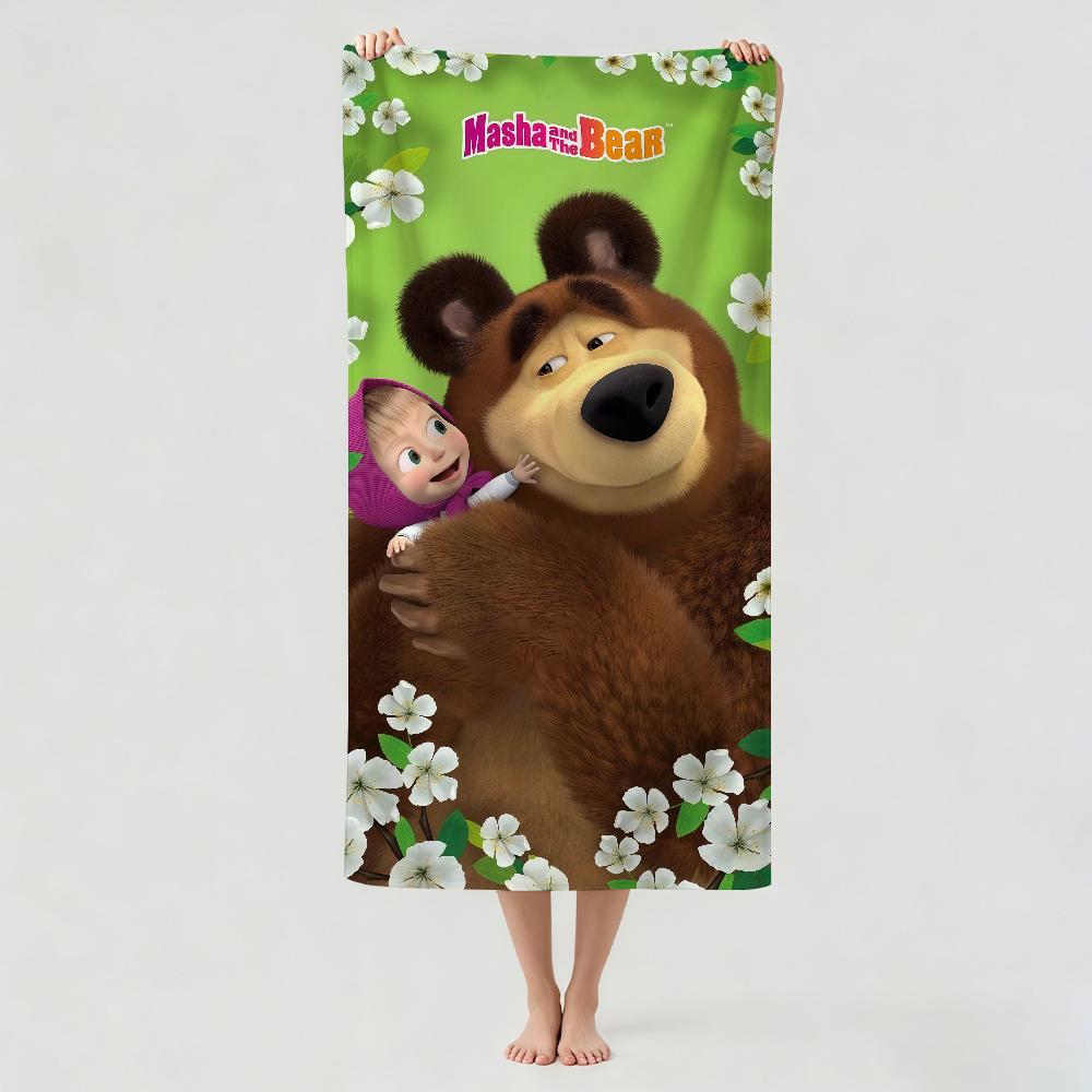 Cartoon m-Masha-and the B-Bear Towel Drying Bath Towel Applicable To Light Swimming Camping Yoga Beach Out