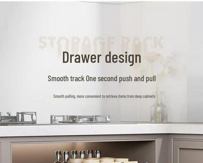 Multi-layer Kitchen Cabinet Pull-out Rack: Multi-functional Organizer & Seasoning Shelf