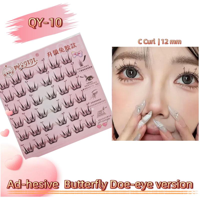 

Self-AdhesiveUltra-Thin Soft Comfortable Strip Lashes, Glue-Free,Doe-Eyed Sheer & Undetectable, Manga Style for Enchanted Ambiance QY-10