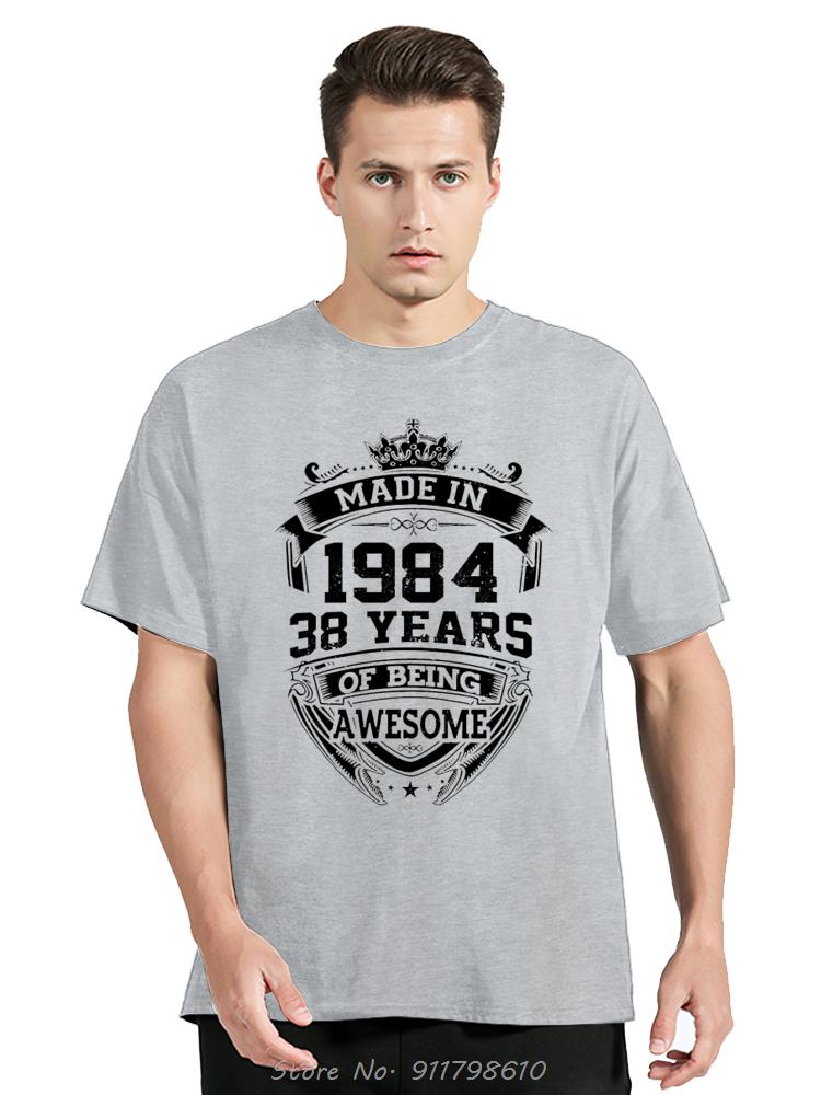 Vintage 1984 Birthday Cotton T Shirt for Oversized Short Sleeve Clothing Retro T-shirt Born In 1984 Clothes for Men Tops Tee