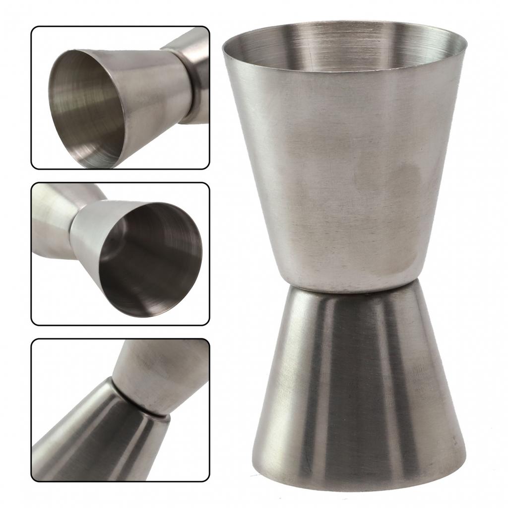Measure Cup Double Head Design Portable Silver Stainless Steel
