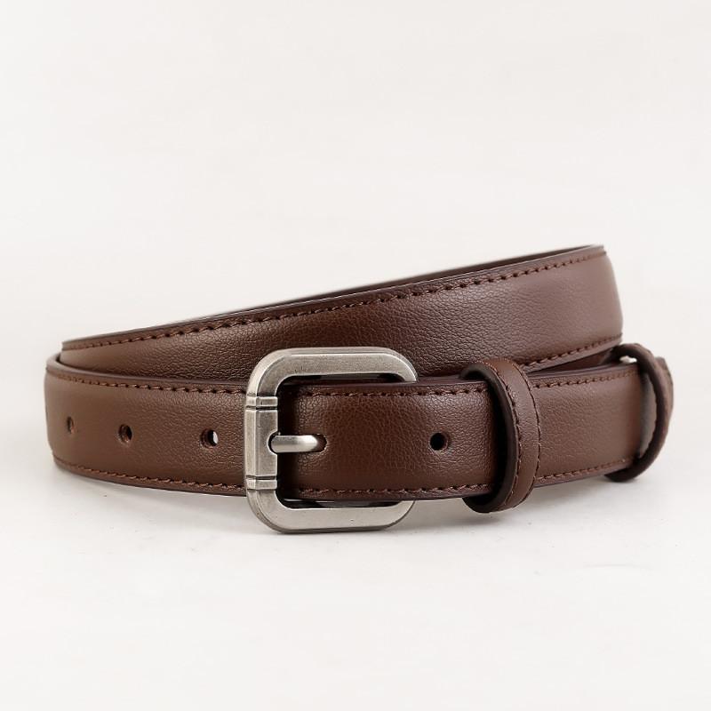 

Vintage Style Genuine Leather Waist Belt With Pin Closure For Casual And Work Style темно-коричневого кольору
