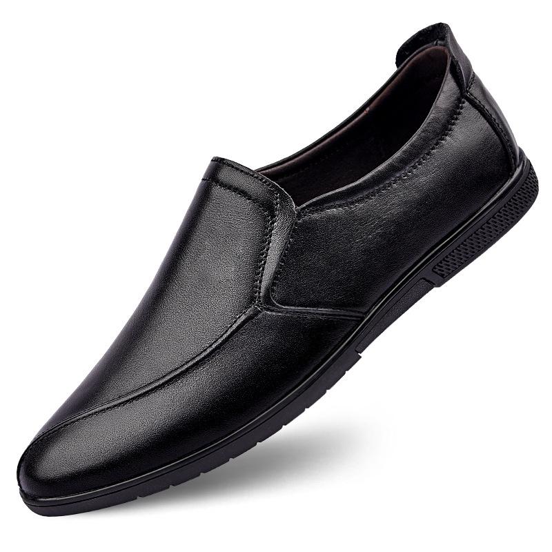 Men s Casual Leather Slip-on Loafers - Summer Business Trend 42 чёрный