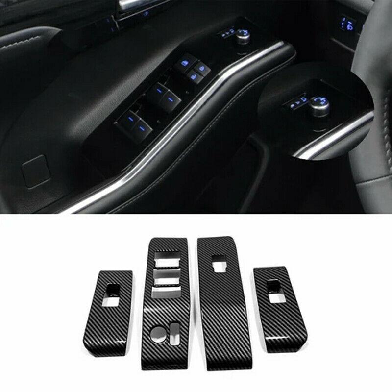 4pcs Carbon Fiber Style Window Lift Switch Cover Trim For Toyota Highlander 2020-2022 Left-hand-driver only