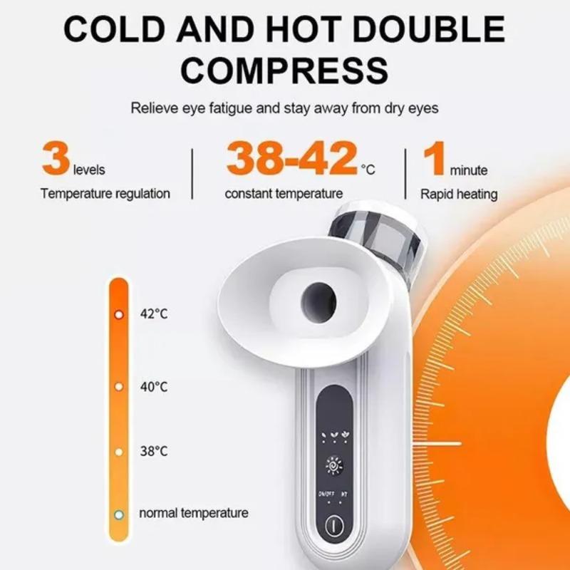 1 PACK Wiederaufladbares tragbares Augen-Dampfgerät mit 3 Modi, 10 ml Fassungsvermögen für trockene Augen, warme Kompresse, Gesichtsdampf, Linderung trockener Augen, Damen Mode, Haus Garten