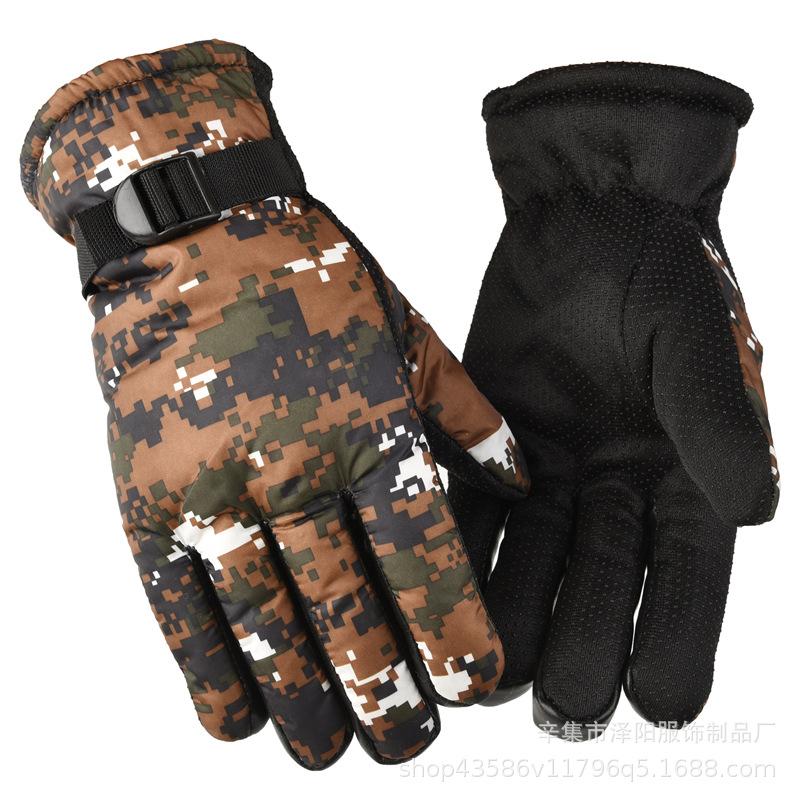 Gloves Winter Men's Camouflage Fleece Thickened Warm Cotton Ski Riding Mode