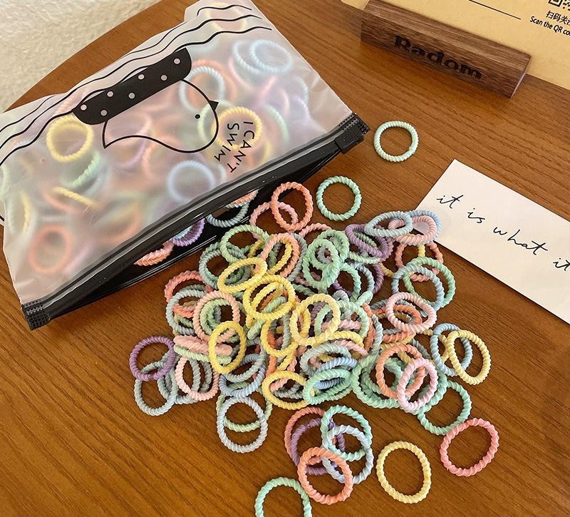 300Pcs/bag Children's Rubber Band Girls Tie Hair Without Hurting Hair Good Elasticity Durable Headband Infant Cute Baby Thumb