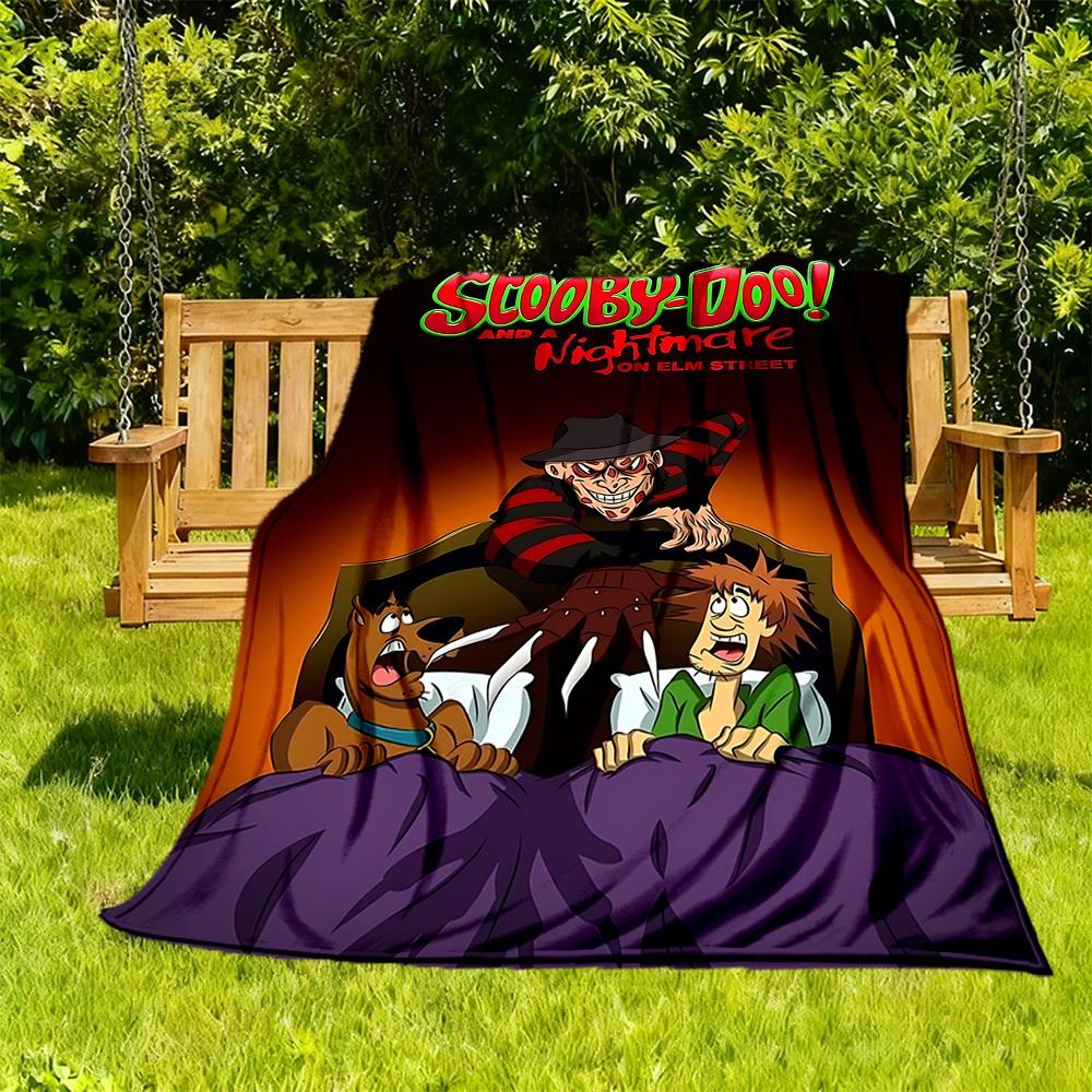 

1PC Scooby-Doo & A Nightmare on Elm Street Outdoor Blanket Lightweight Flannel, Soft & Warm, All-Season Use for Sofa, Outdoor, Camping, Living Room 130x150cm