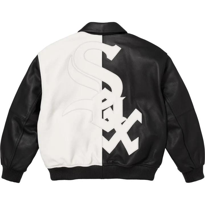 Supreme Chicago White Sox Leather Varsity Jacket Black