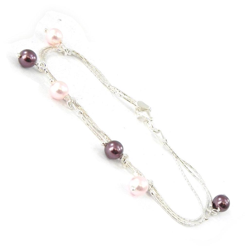Les Trésors De Lily [G1727] - Silver Bracelet 'Sissi' Pink Purple