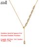 EFFIE QUEEN Stainless Steel 18k Gold Square Cut Pendant Necklace Timeless Jewelry for Women, Men Wedding Party Banquet STKN07