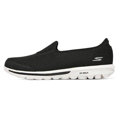 Go Walk Classic Stoff Mesh Synthetikleder Bequem Vielseitig Niedrig geschnitten Freizeit-Schuhe Damen Sneaker Schwarz Weiß 124979-BKW