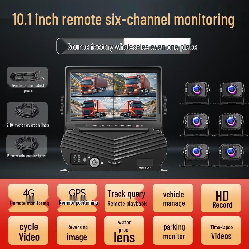 High-Definition Night Vision Dash Cam with 5/6/8-Way Monitoring & Reversing for Large Trucks (12-24V)