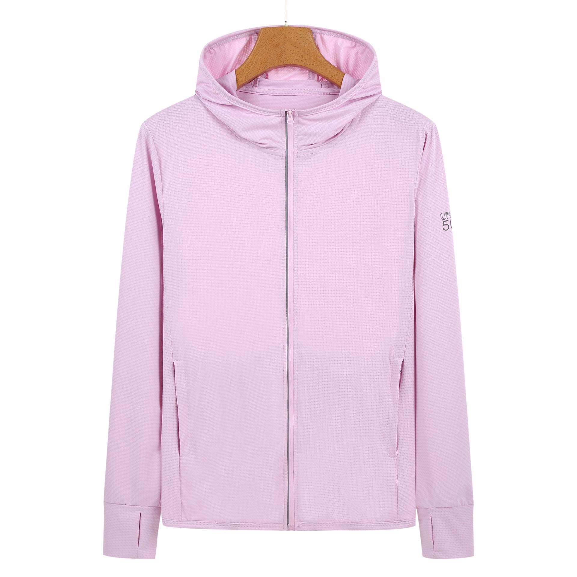 

Women s Long Sleeve Anti-UV Breathable Knitted Ice Silk Sunscreen Clothing M светло-розовый