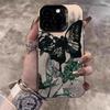 INS Retro Rose Butterfly Phone Case For iPhone 16 15 14 13 12 11 Pro Max XR XS MAX SE 2 3 7 8 PLUS Laser Silver Shockproof Cover