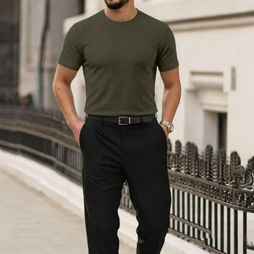 Men's Summer Breathable Ice Silk Mesh Short Sleeve T-Shirt Lightweight Quick Dry Round Neck Casual Top for Outdoor and Daily Wear