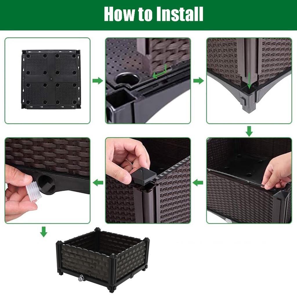 Raised Planter Grow Box Rectangular Flowerpot Elevated Garden Bed Garden Pots & Planters Vegetables Flowers Plants Grow Elevated