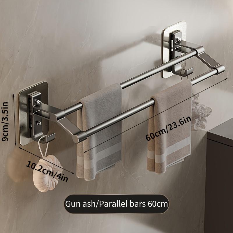 Self-adhesive Two Layer Towel Holder Bathroom Towel Rack Towel Bar Kitchen Storage Rack Bathroom Organizer Accessories with Hook