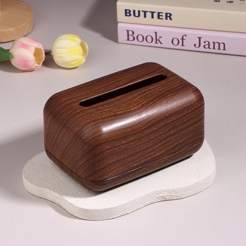 

Living Room Decor Imitation Wood Tissue Holder Desktop Organizer Sturdy Tabletop Paper Case