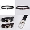 Womens Leather Waist Belt With Geometric Design And Metal Pin Buckle For Professional Attire
