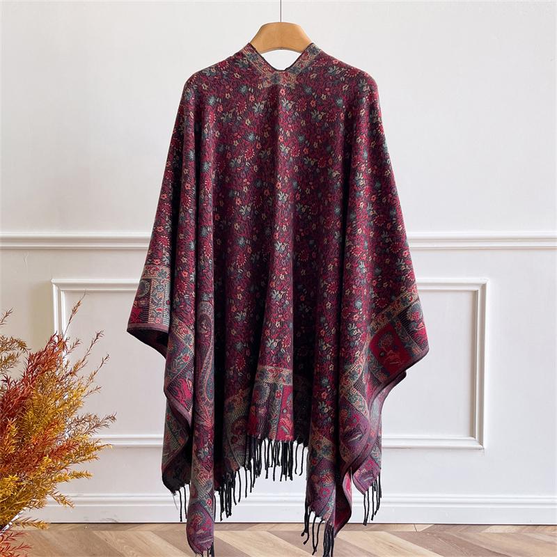 Flower Pattern Shawl Scarf for Women Soft Warm Polyester Square Scarves Wraps Shoulder Protect Pashmina Scarves Poncho Stoles