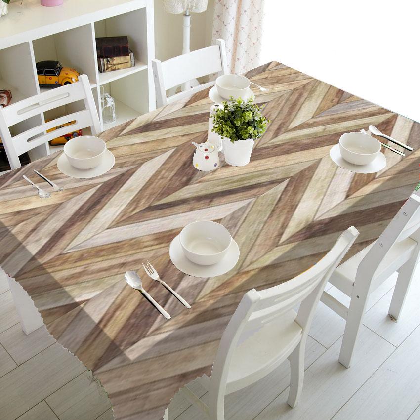 Wooden Texture Printing Rectangular Tablecloths For Table Wedding Decoration Waterproof Coffee Table Cover Anti -Stain Tablecloth