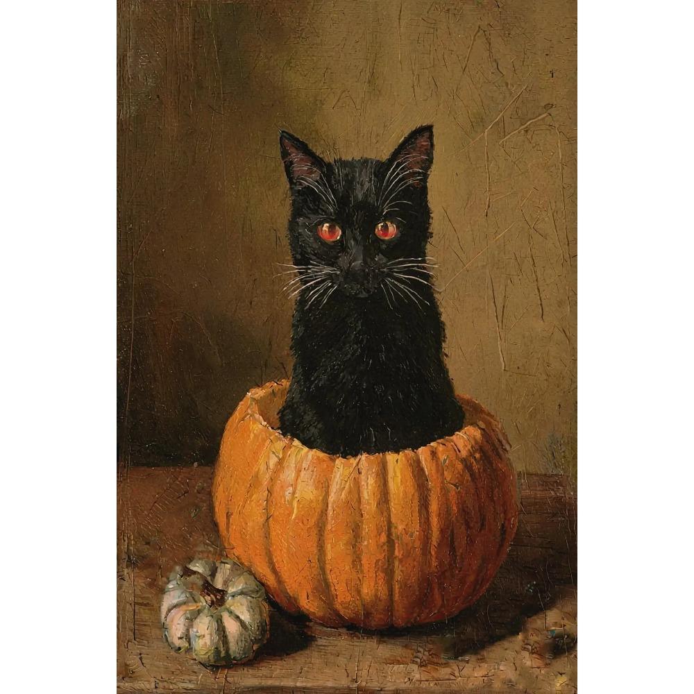 Dark Vintage Witch Halloween Posters Haunted House Pumpkin Girl Creepy Mansion Canvas Painting Wall Art Pictures Home Room Decor