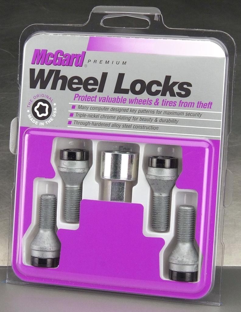 McGard 27178 Chrome/Black Bolt Style Cone Seat Wheel Lock, M12 x 1.5, Set of 4