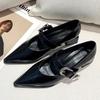 Pointed Toe Mary Jane Fashion Shallow Low Heel Women Shoes Casual Lady Ankle Strap Single Pumps Pointed Toe Square Pumps