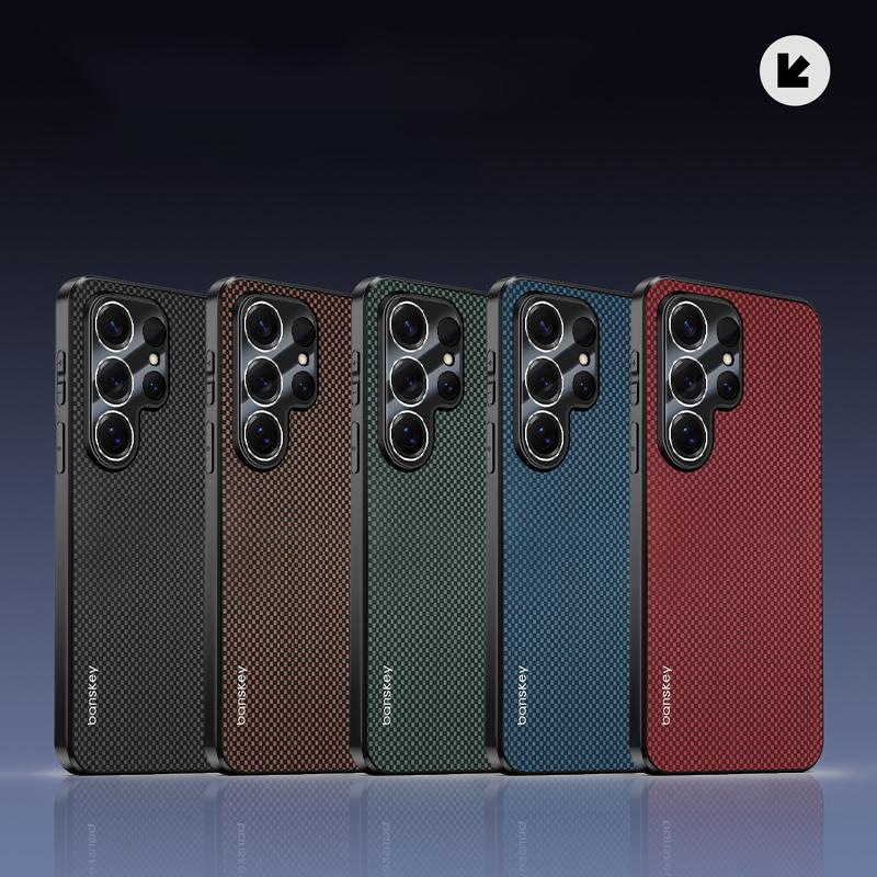 Luxury Solid Color Matte Kevlar Carbon Fiber Heat Dissipation Phone Case For Samsung S25 Ultra S23 S24 Ultra Plus Bumper Cover