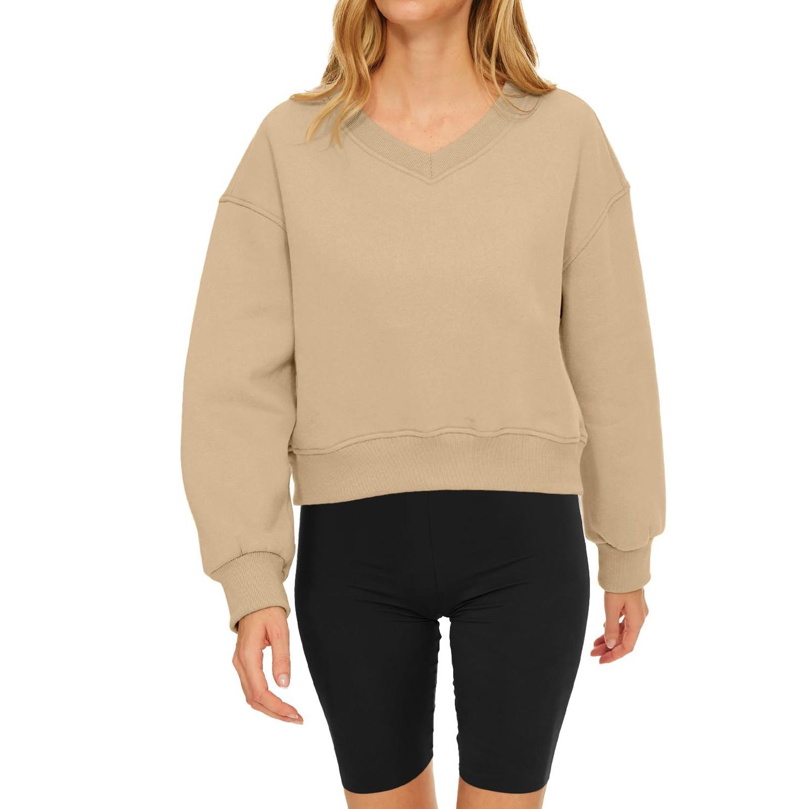 Женские толстовки большого размера флисовые толстовки свитера с длинными рукавами пуловер осенняя одежда S хаки 3187₽