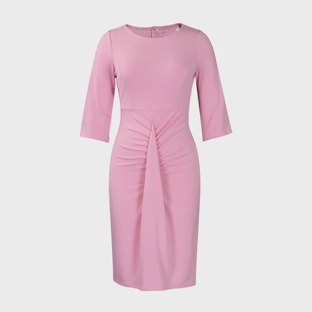 

Европейская и американская женская мода 2023 года: Платье-карандаш с плиссировкой и запахом на бедрах, большой размер XXXL (Triple Extra Large) розовый