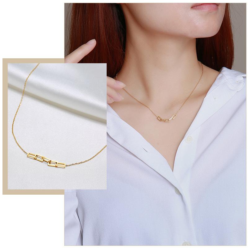 Xiaomi Vnox Chic Heart Love Charm Choker Necklaces for Women, Gold Color Stainless Steel Metal Link Chains, Dainty Gifts for Her