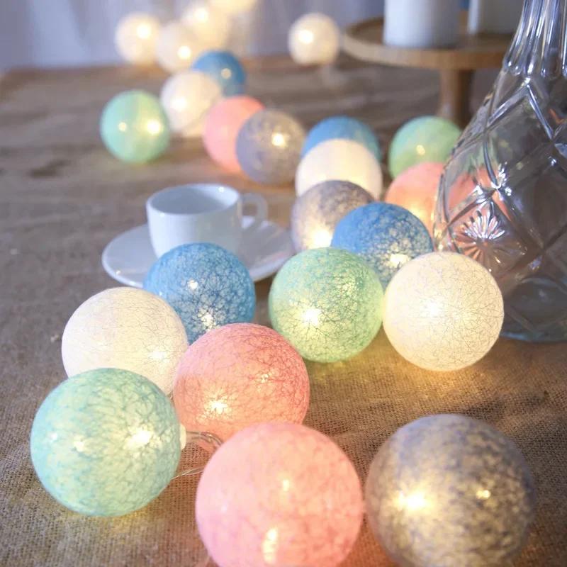 Xiaomi 10/20 LEDS Cotton Ball Garlands Fairy Lights String Battery Power Christmas Outdoor Navidad Garden Bedroom Wedding Decoration