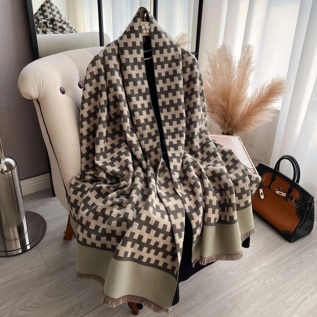 Imitation Cashmere Scarf Women'S Thickened Fringed Warm Shawl Scarf Scarf
