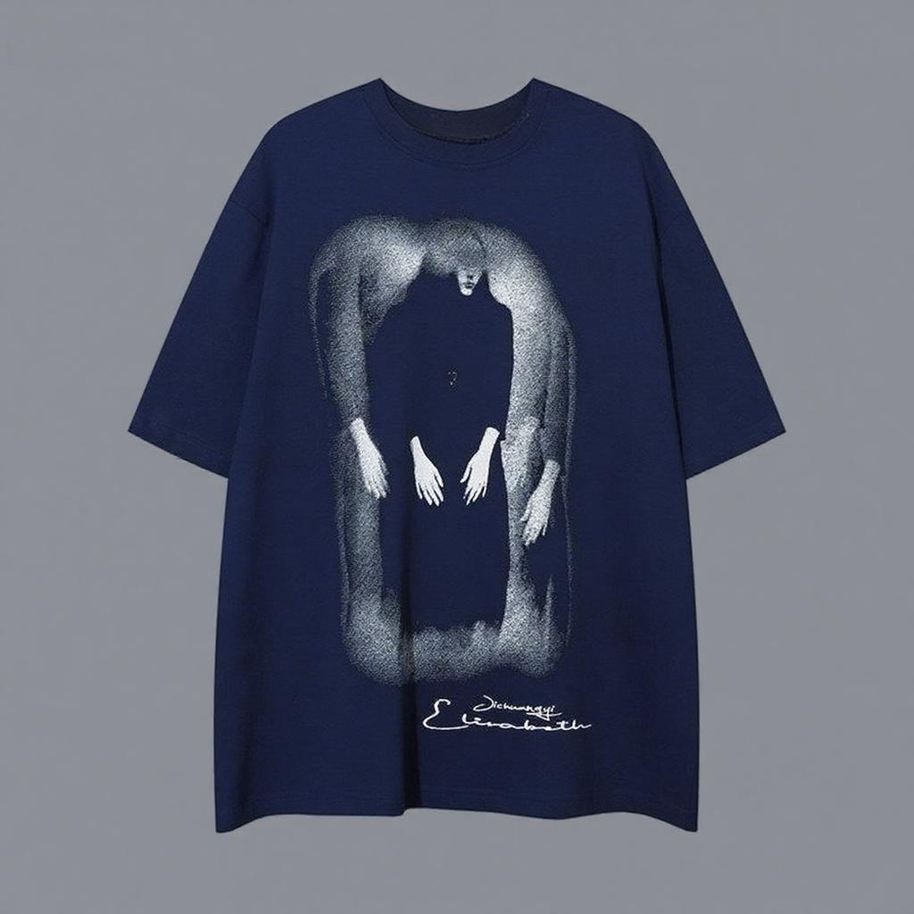 2025 Autumn and Winter Cotton Skin-friendly T-shirt Dark Inkjet Printing Comfortable and Fashionable Large-size Couple T-shirt