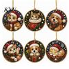 Acrylic Santa Hanging Ornaments 6 Pcs Christmas Pearl Art Ornaments, 2D Flat Holiday Tree Pendant, Decorations Effect Decoration for Home Wall