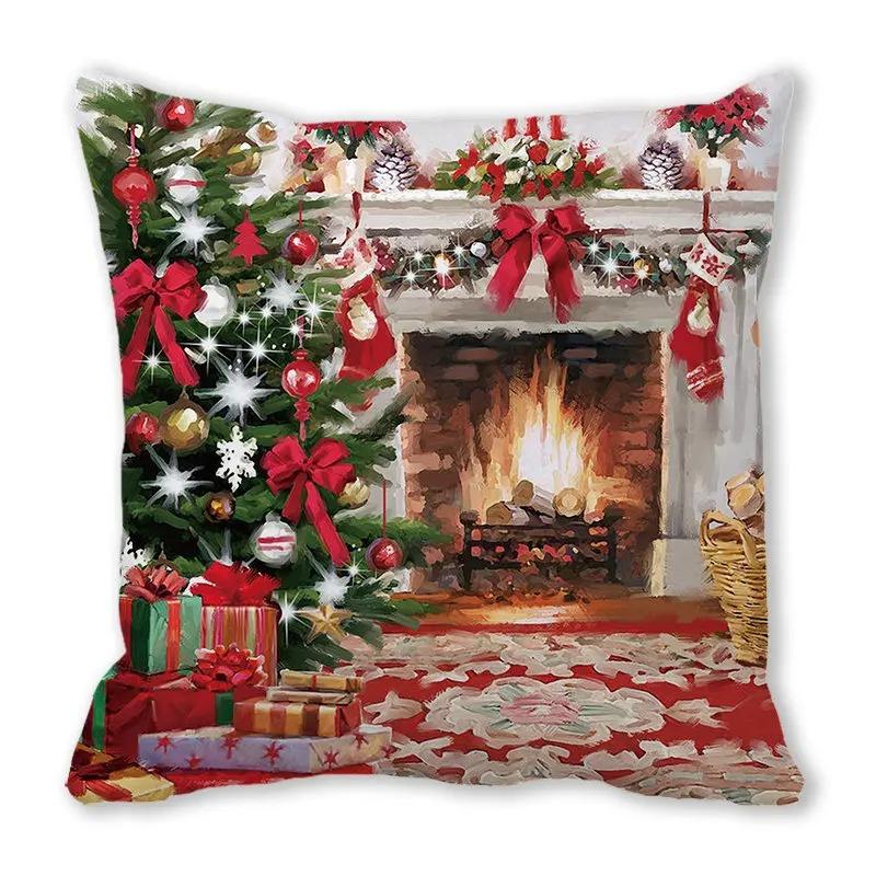 Santa Claus Sleeper Christmas Tree Dog Bunny Decorative Pillow Set Bedroom Sofa Dining Room Pillow Cover