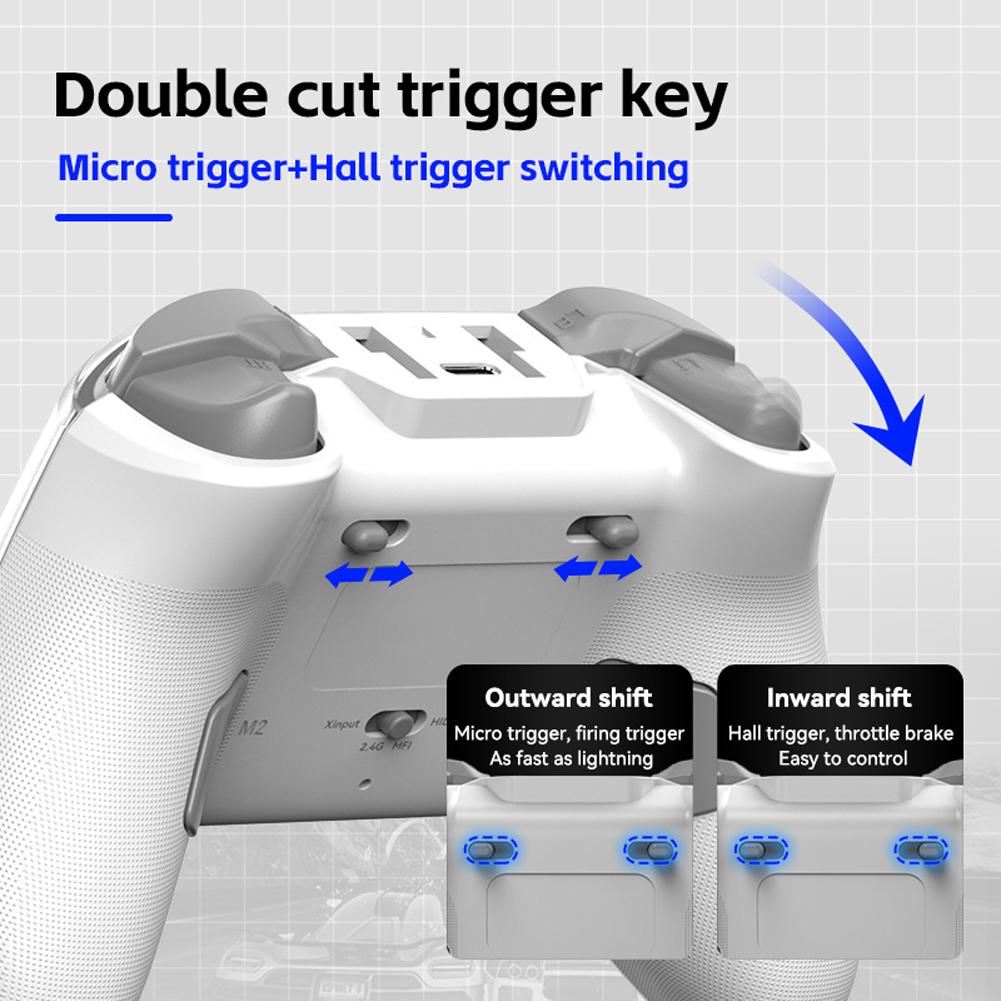 Wireless Controller Bluetooth-Compatible 5.3 for Android iOS PC Steam Macro Back Buttons Hall Effect Joystick with Charging Dock