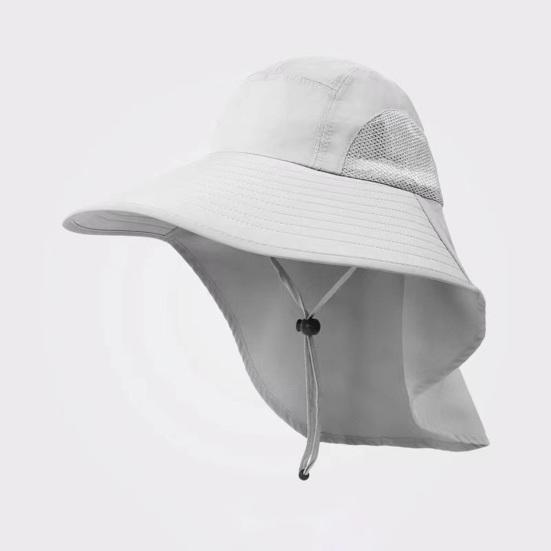 Pălărie în aer liber pentru bărbați, cu capac pentru gât, cu boruri mari, plasă goală, curea pentru bărbie, protecție solară anti-UV, respirabilitate excelentă, camping, pescuit, șapcă de călătorie