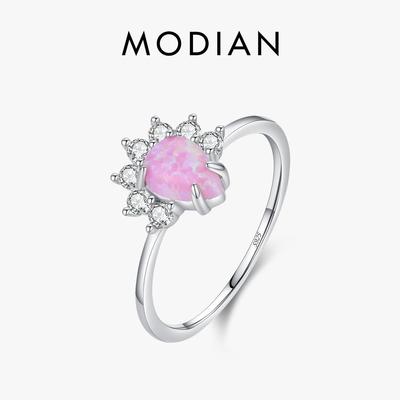 MODIAN 2023 925 Sterling Silver Exquisite Opal Rings For Women Fashion Sense Of Design Wedding Anniversary Gift Fine Jewelry
