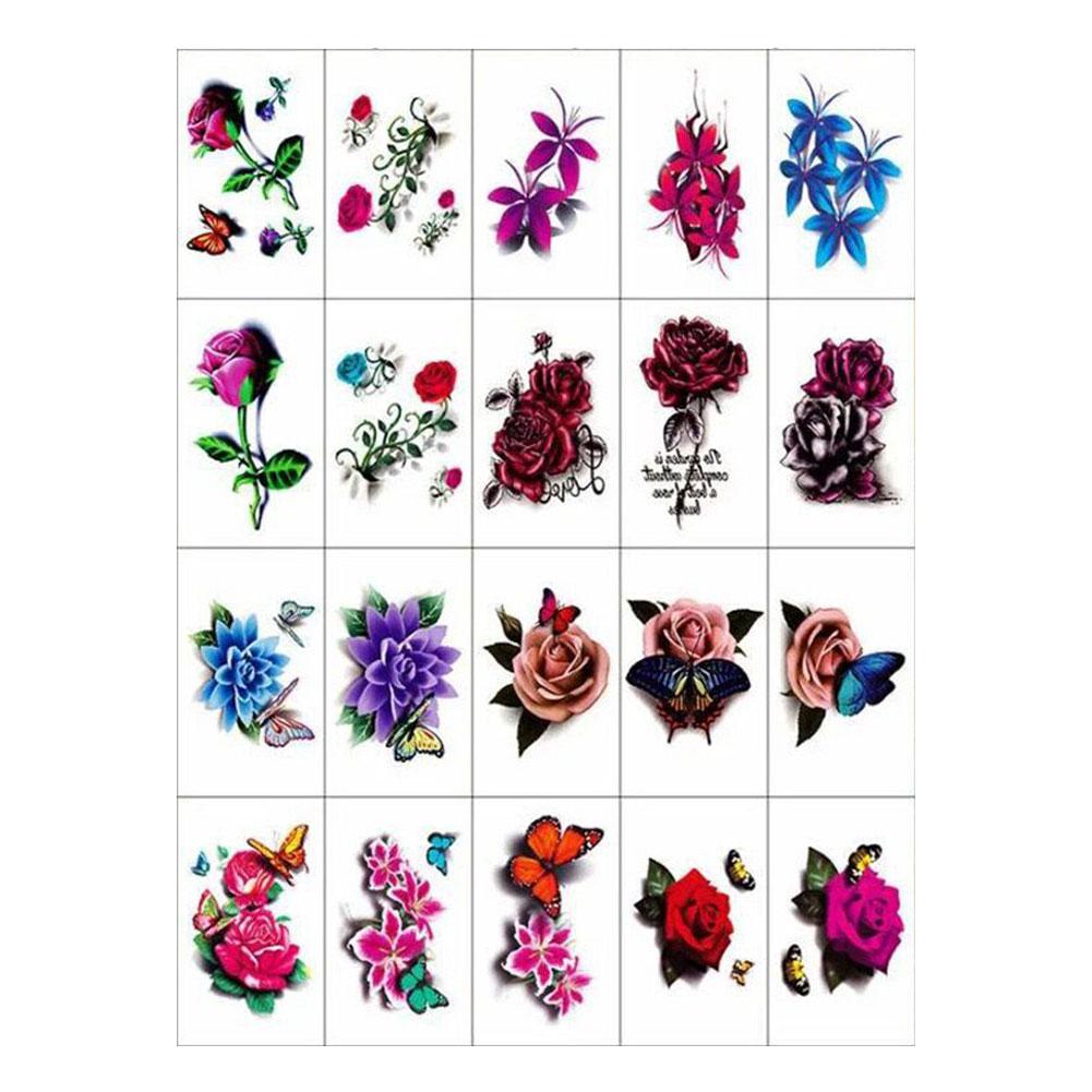 20/50pcs Waterproof Tattoo Stickers Sexy Simulation Collarbone Stickers Tattoo Butterfly Flower K9U6