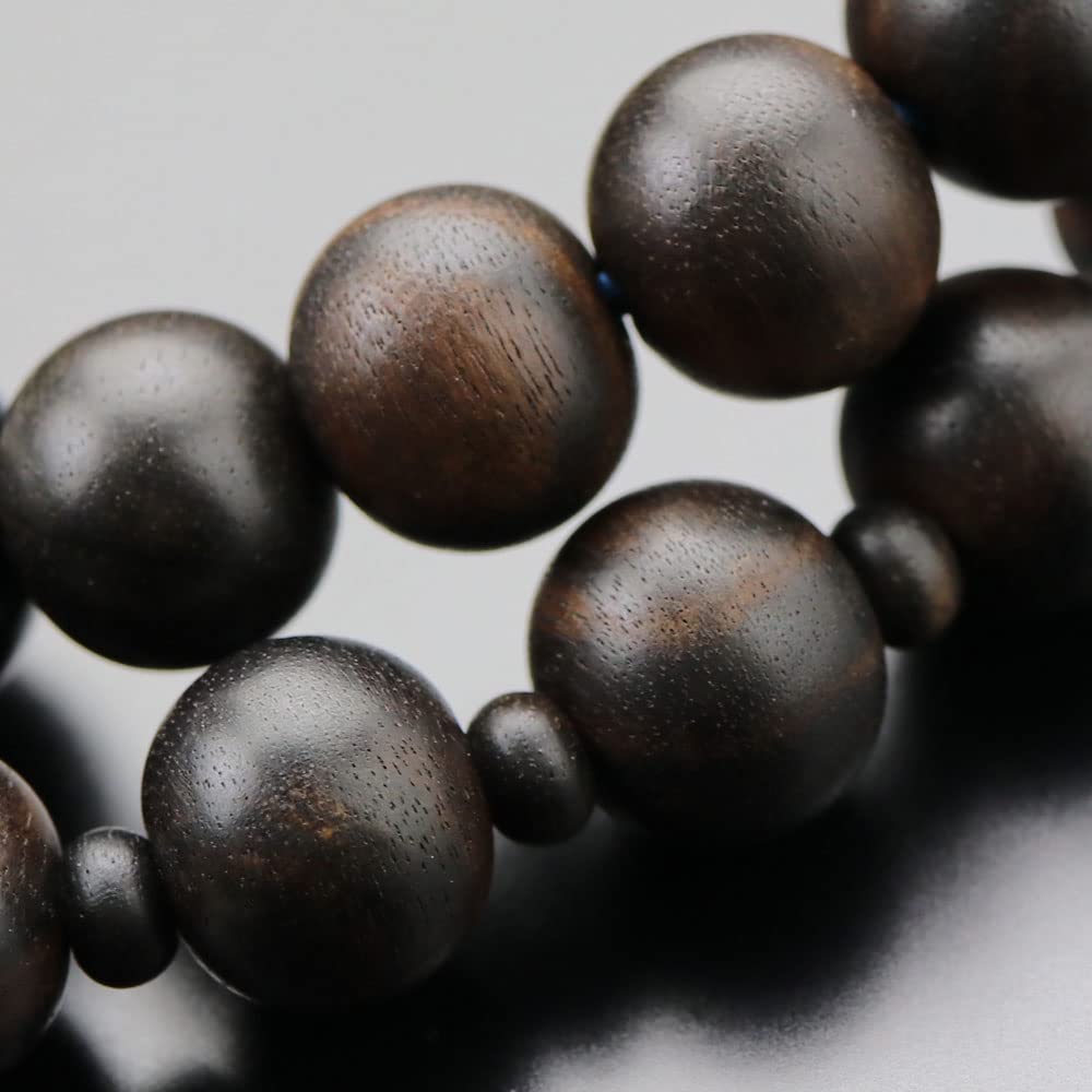 Jodo Sect Prayer Beads for Men Jodo Striped Ebony Blue Tiger Eye Stone Genuine Silver Ring Sanskrit Tenbo Prayer Beads Kyoto Prayer Beads Kyoto Blue