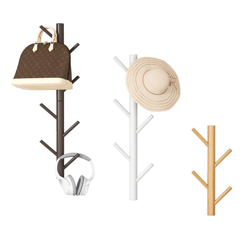 New Solid Wood Punch-Free Wall-Mounted Coat Rack & Clothes Hanger with Creative Behind-the-Door Hooks for Bedroom & Living Room
